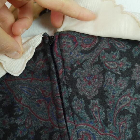 Vintage Medium Flannel Prairie Dress Cottagecore Paisley Modest Victorian 80s - Picture 7 of 11